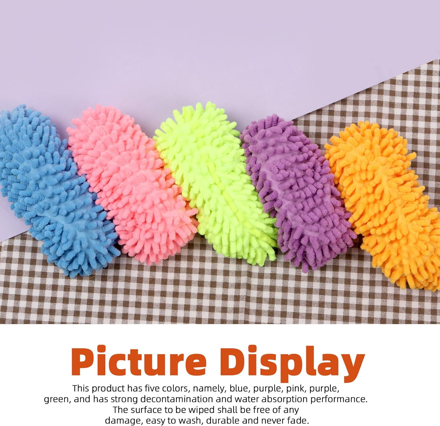Tanstic 10Pcs 5 Colors Mop Slippers Shoes Cover, Microfiber Dust Cleaning Slippers Reusable Mop Socks Cleaning Slippers Reusable Dust Mops Floor Cleaning Tools Dust Floor Cleaner for House Cleaning