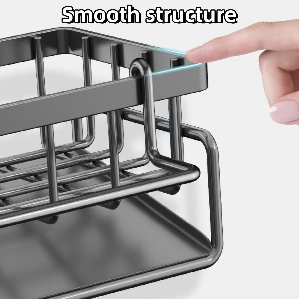 Kitchen Sink Caddy Organiser with Self Draining Tray, Sponge Holder for Kitchen Sink with Brush Holder, Dish Soap Holder, Kitchen Sink Accessories Made of Carbon Steel image number 5