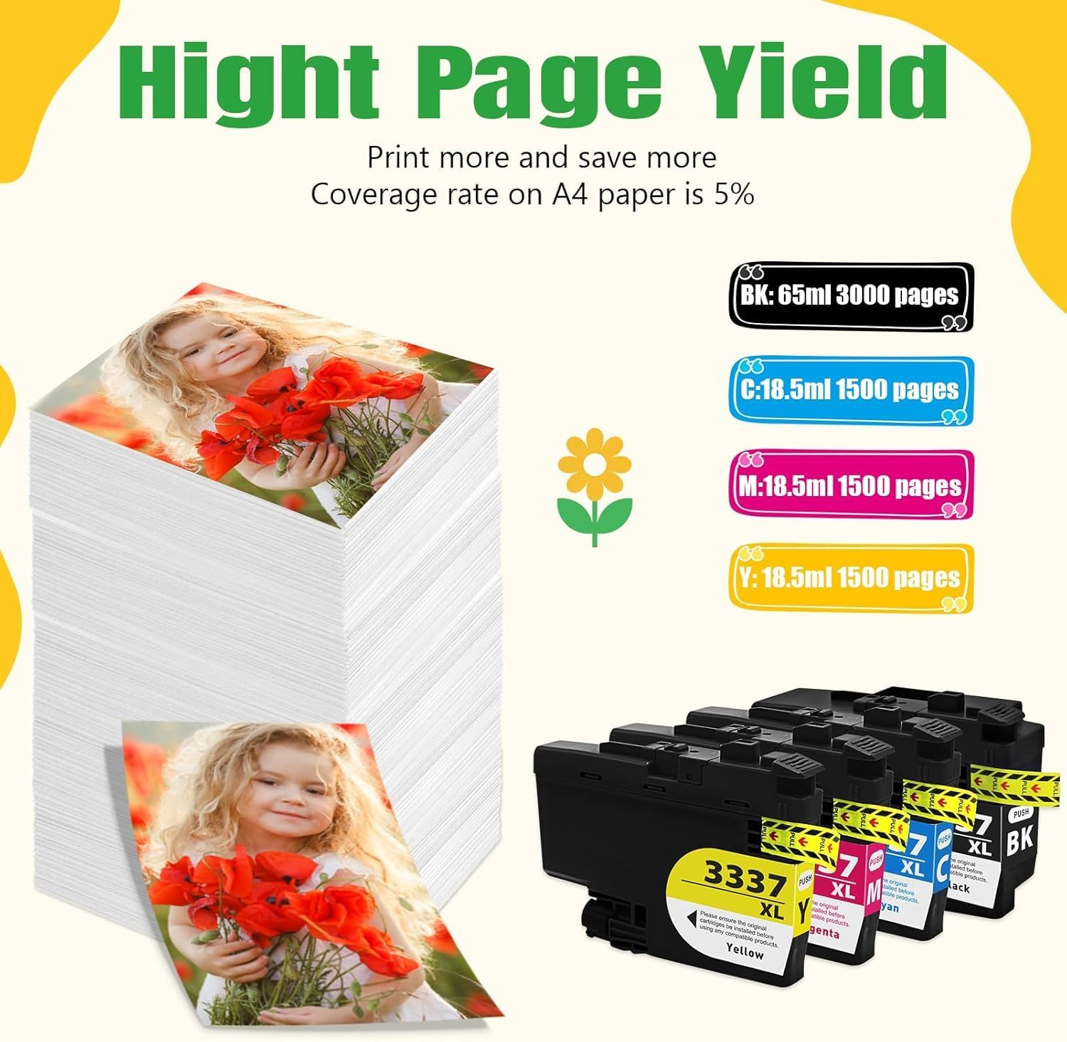 Artitech LC3337 Ink Cartridges Compatible for Brother LC 3337 Replacement for Brother MFC-J5945DW MFC-J6545DW MFC-J6945DW MFC-J5845DW Printer (1B 1C 1M 1Y) image number 6