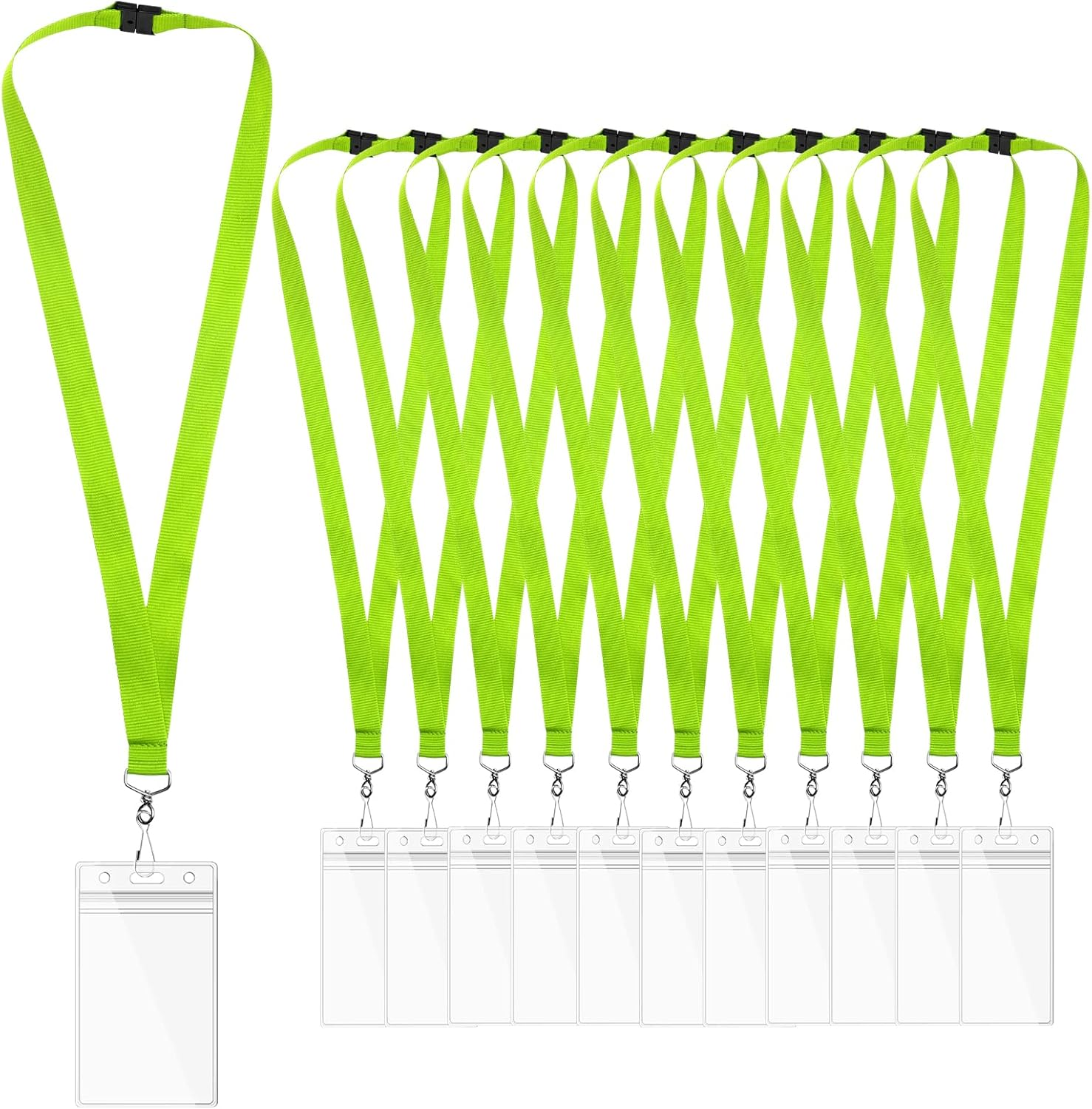 12-Pack Blue Safety Breakaway Lanyards with Waterproof Badge Holders, Metal Hook, Polyester Neck Straps for ID Cards, Events, Office, and Schools