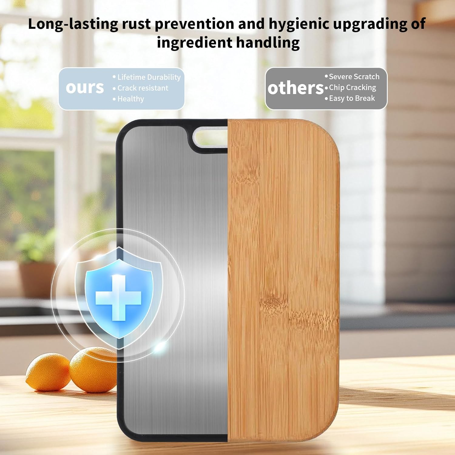 Cutting Board,Double Sided Titanium Cutting Boards for Kitchen, Titanium/Wheat Straw PP Chopping Board with Juice Groove,Large Size 15.6"&times;10.6",Dishwasher Safe, Easy to Clean image number 1