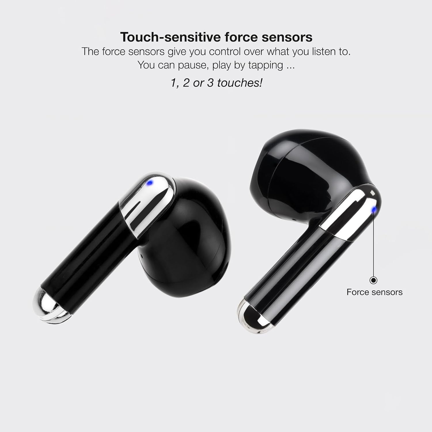 TOOQ TQBWH-0054B - Onyx Wireless Bluetooth Headphones with Microphone with Charging Case, Wireless Headphones for Iphone/Ios/Android, Black image number 2