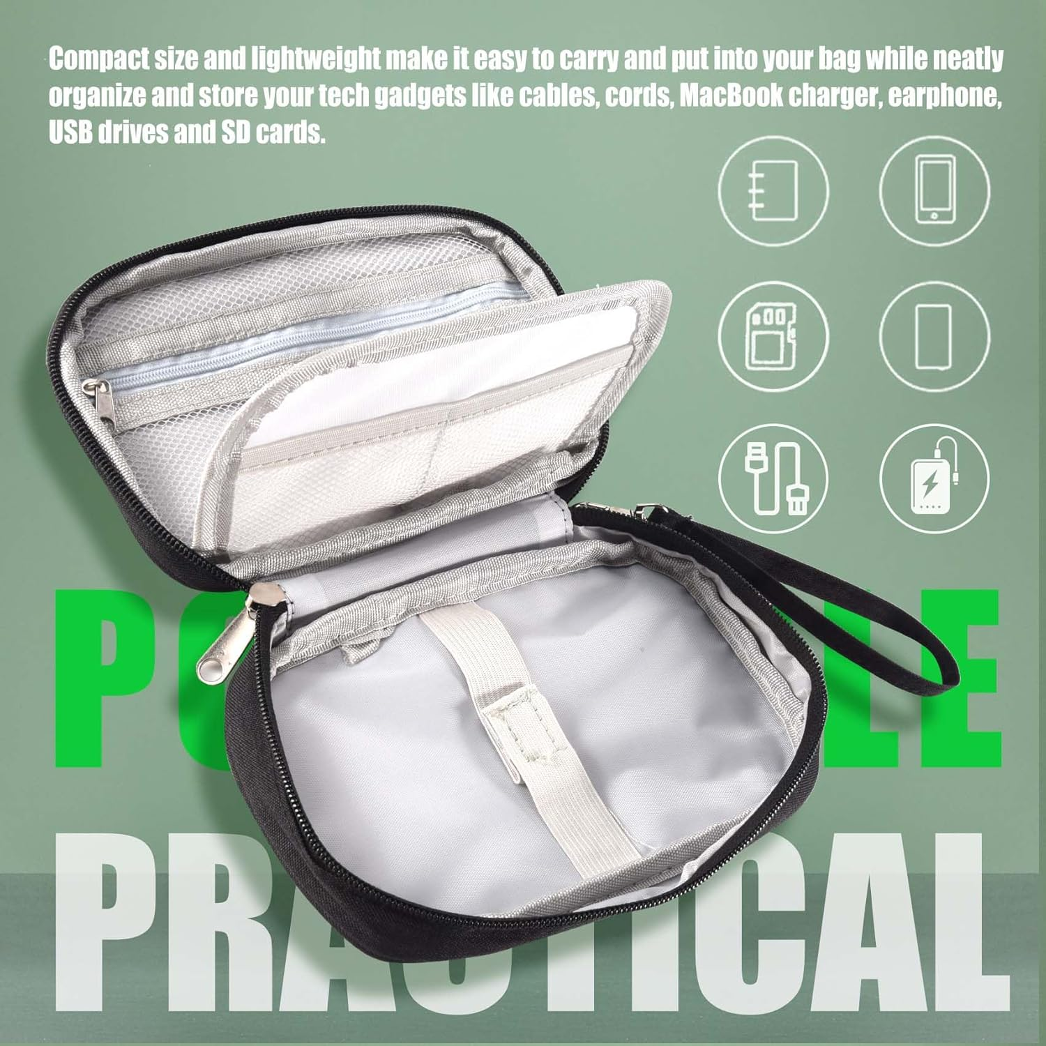 Domoi Electronic Organizer, Travel Cable Organizer Bag Pouch Portable Electronic Storage Multifunction Case