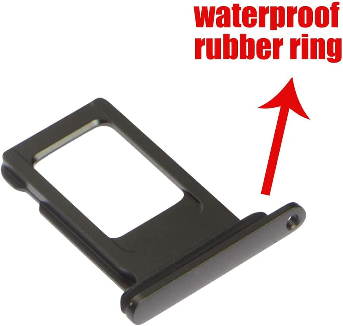 Perzework SIM Card Tray Holder Slot Replacement for Iphone 11 (Black) with Waterproof Rubber Ring and Eject Pin (Single Sim Version) image number 1