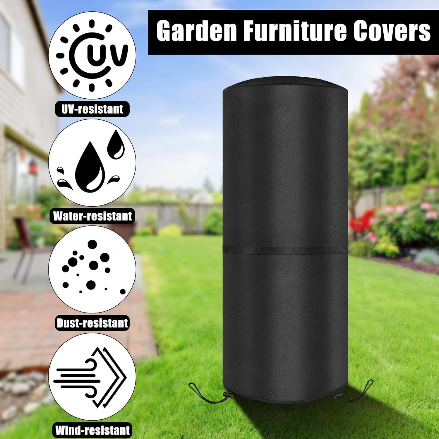 Weather Cover 50 X 50 X 120 Cm for Enders Polo 2.0 Patio Heater, Patio Heater, Tear-Resistant 420D Oxford Fabric, Waterproof, Windproof, Uv-Resistant, Heater Cover, Black image number 2