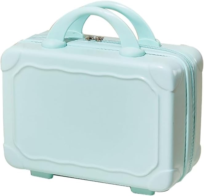 DDPOND 14 Inch Mini ABS Cosmetic Bag Portable Travel Makeup Suitcase Decorative Hand Luggage Carrying Bag for Women Girls