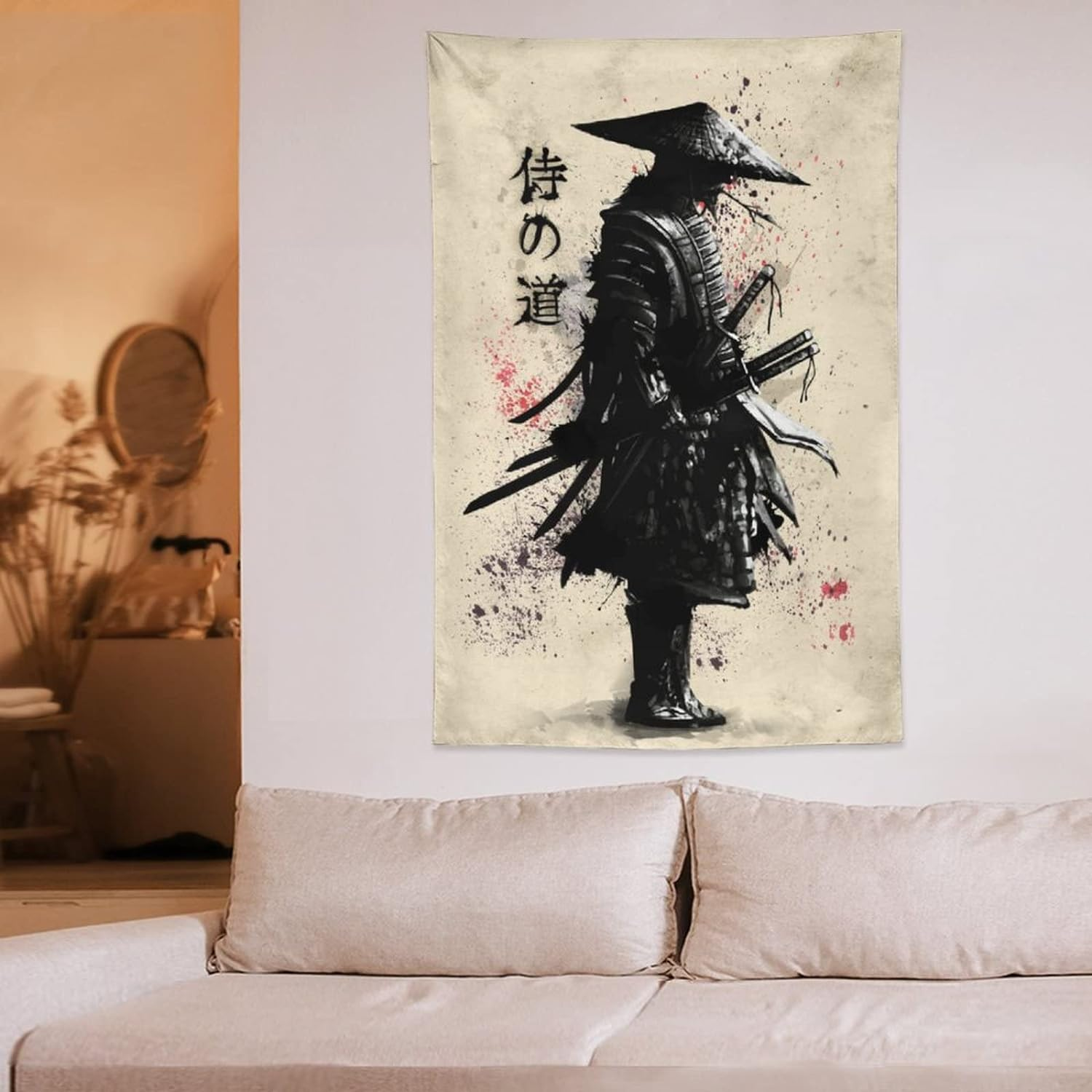 Japanese Samurai Art Tapestry Poster Wall Wall Art Wall Decor Apartment Home Dorm Wall Decorations for Living Room Bedroom Tapestries 40"X60" image number 3