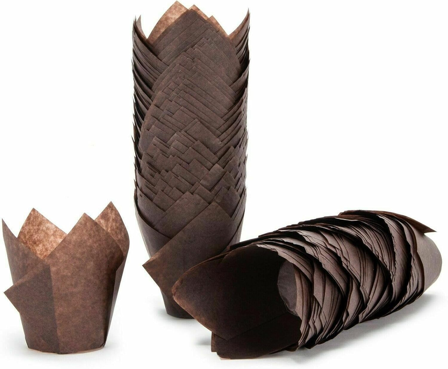 50 Bakery Direct Chocolate Brown Tulip Muffin Wraps Cases FREEPOST image number 2