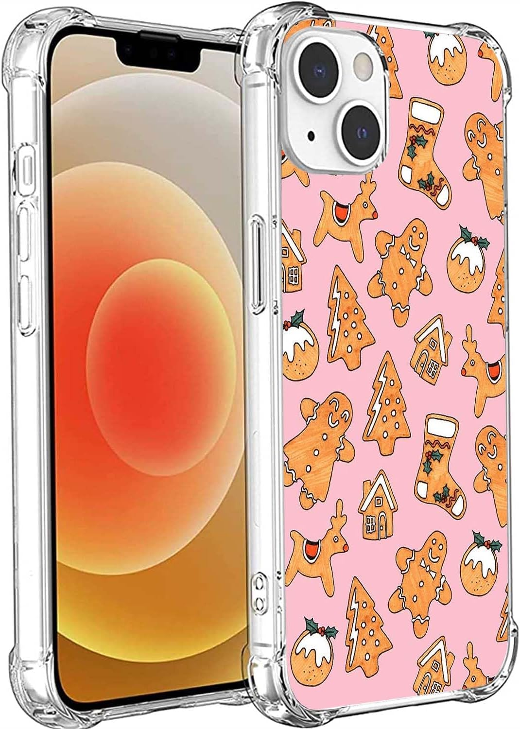 Christmas Cookie Gingerbread Case Compatible with Iphone 13, Pink Christmas Festive Case for Iphone 13, Trendy TPU Phone Case Cover image number 1