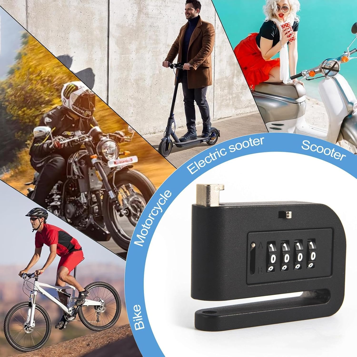 Motorcycle Disc Brake Lock | Anti-Theft Motorcycle Disc Brake Lock,Waterproof Electric Scooter Lock, Anti-Rust Scooter Lock for Travel image number 1