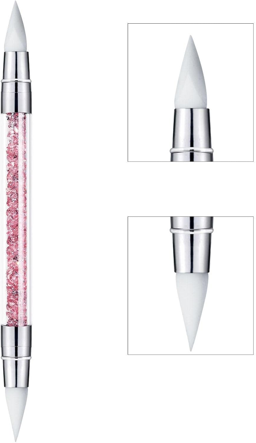 Nail Art Brush,Professional Nail Tools - Dual Head Carving Drawing Dotting Tool, Acrylic Rhinestone Handle, Art Tools for Carving, Shaping Shwing image number 1