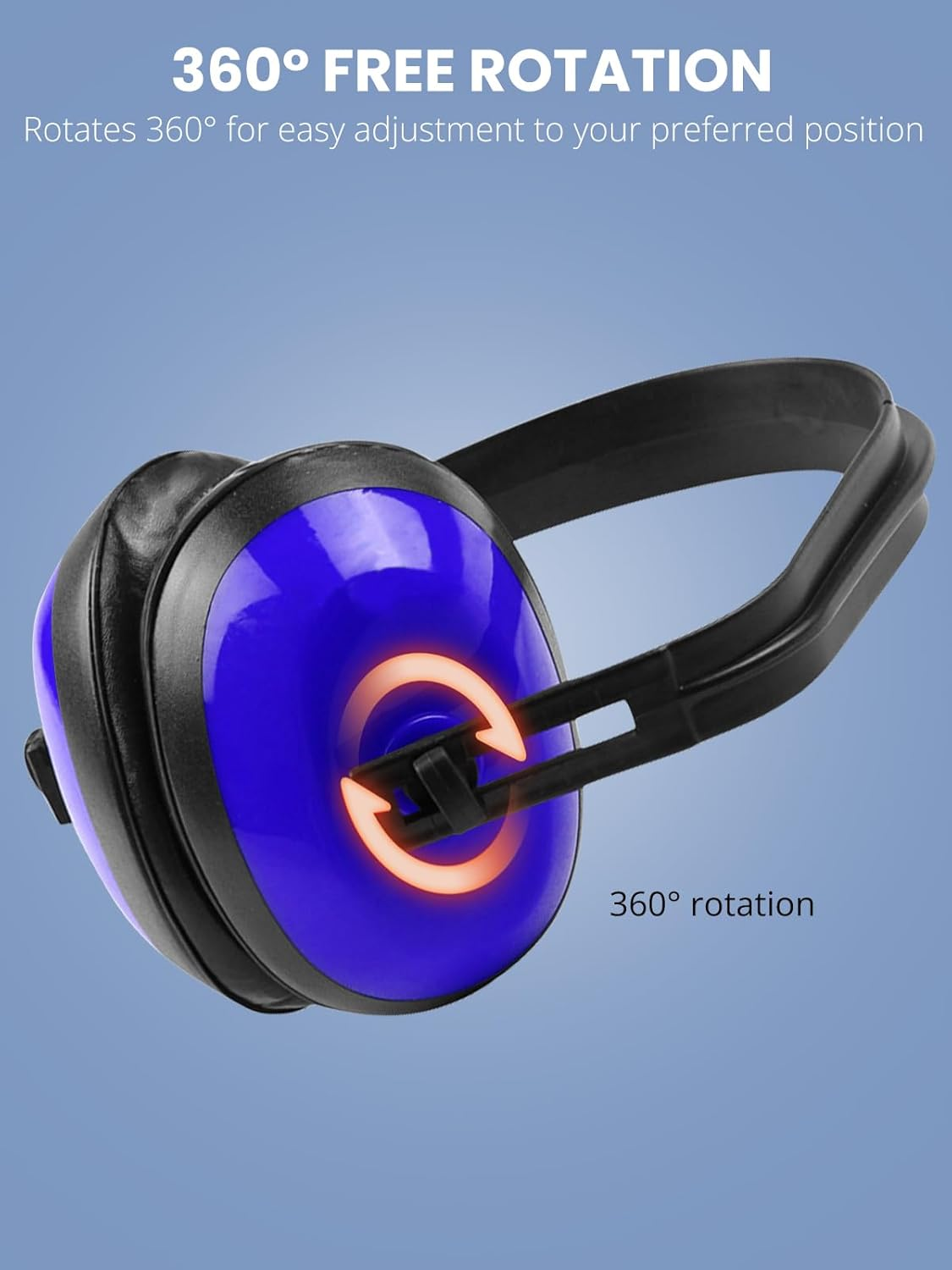 Gizmolet Noise Cancelling Headphones, Thick Padded Ear Protection Earmuffs with Adjustable Headband, Hearing Protection for Shooting, Mowing, Construction and Loud Work, Blue image number 3