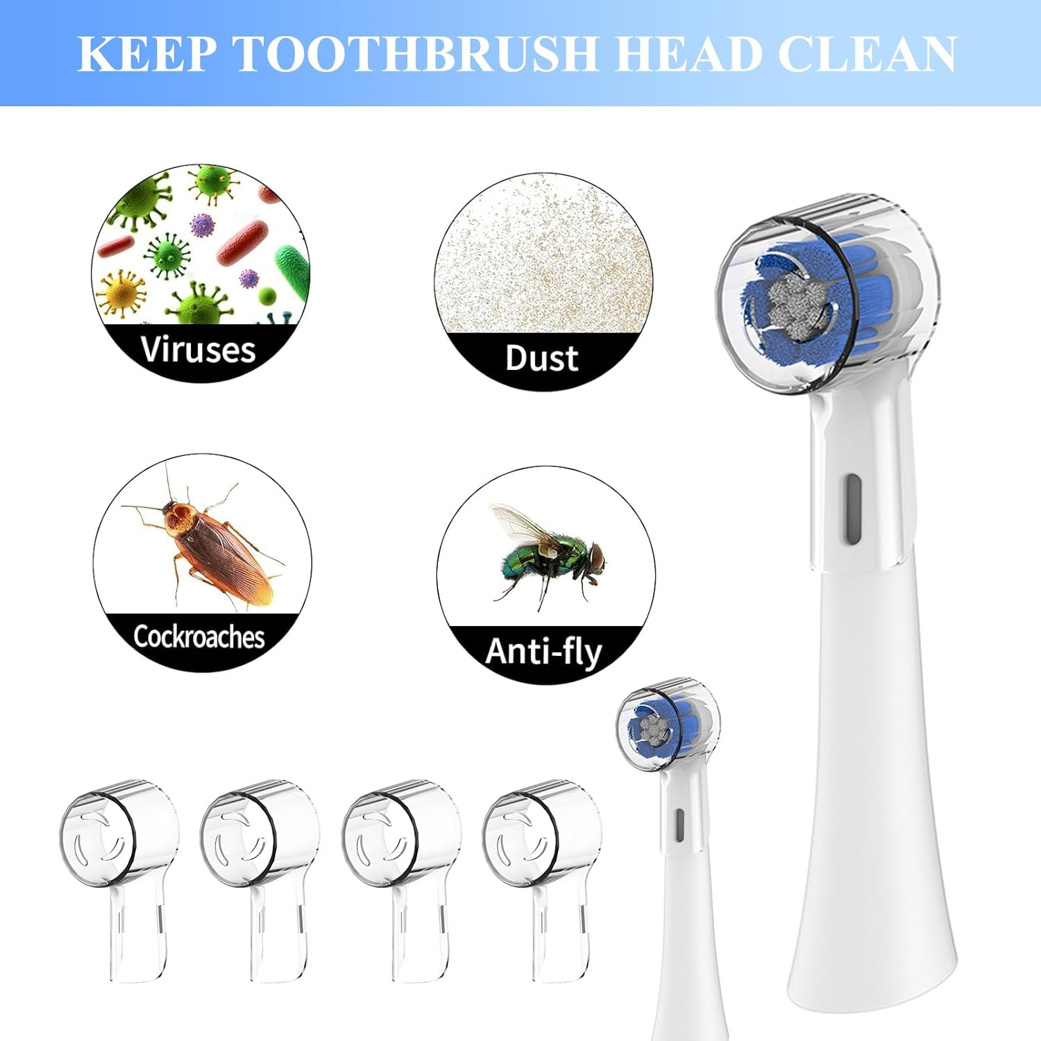 Cover for Oral B Toothbrush Heads - 4 Pcs Toothbrush Heads Cover Caps Compatible with Oral B Replacement Brush Heads, Io Series/Pro Series/Vitality Plus, Exquisite Packaging