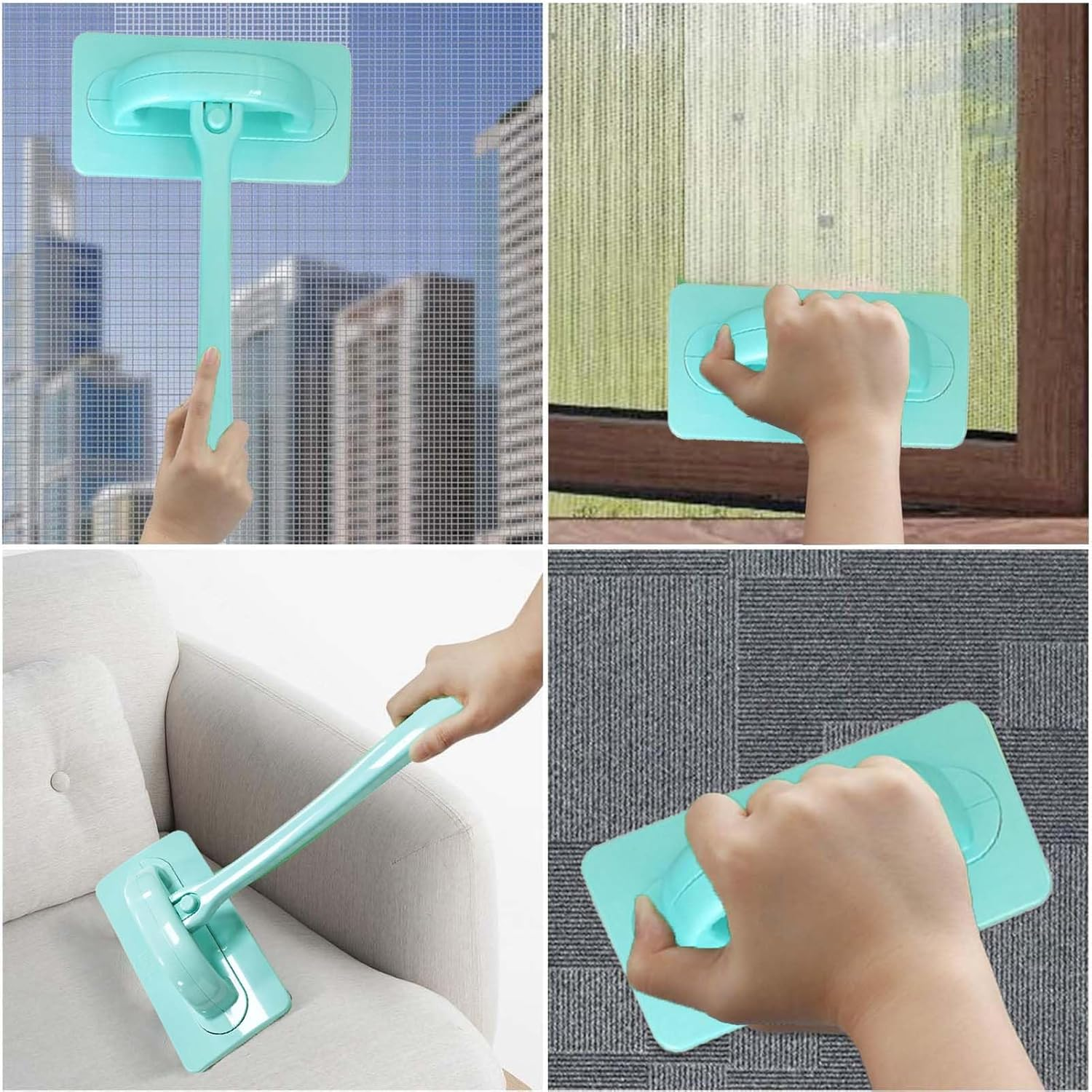 Window Grille Cleaning Brush, Brush for Fly Screens, Windows, Disassembly-Free, Mosquito Net Brush, Removable Handle, Wet and Dry Function
