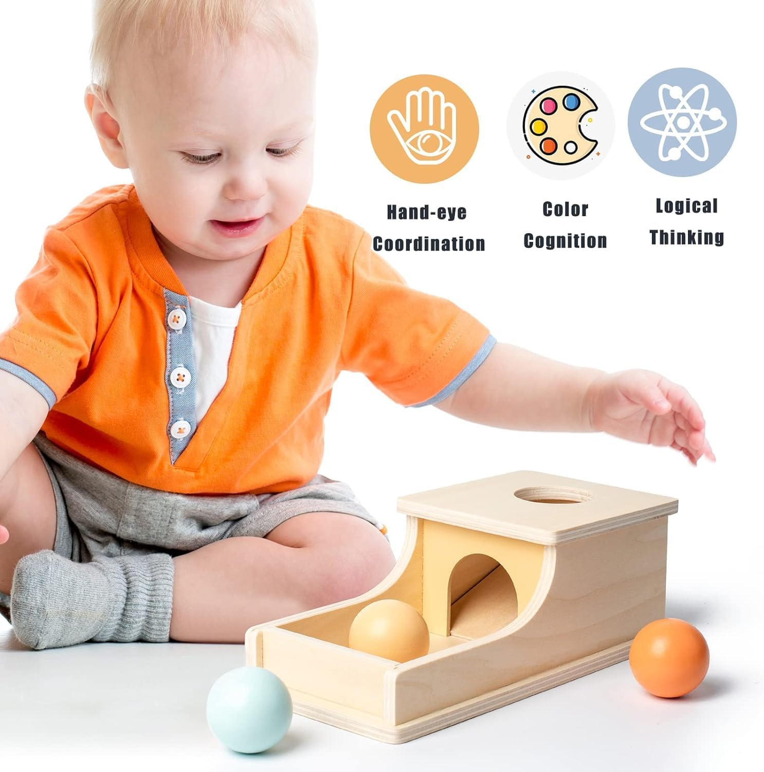 Edition Montessori Toys for Babies 6-12 Months Object Permanence Box Wooden Ball Drop Toy Play for 6 Month 1 2 3 Year Old Toddlers Infant Early Age Toy image number 5