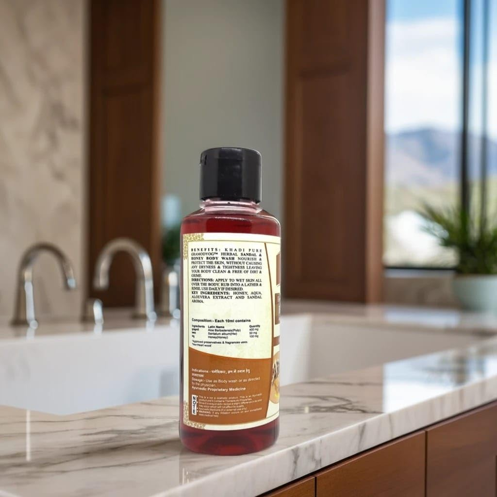 Khadi Pure Sandal Honey & Sandal Turmeric Body Wash, 210 Ml (Pack of 2) image number 1