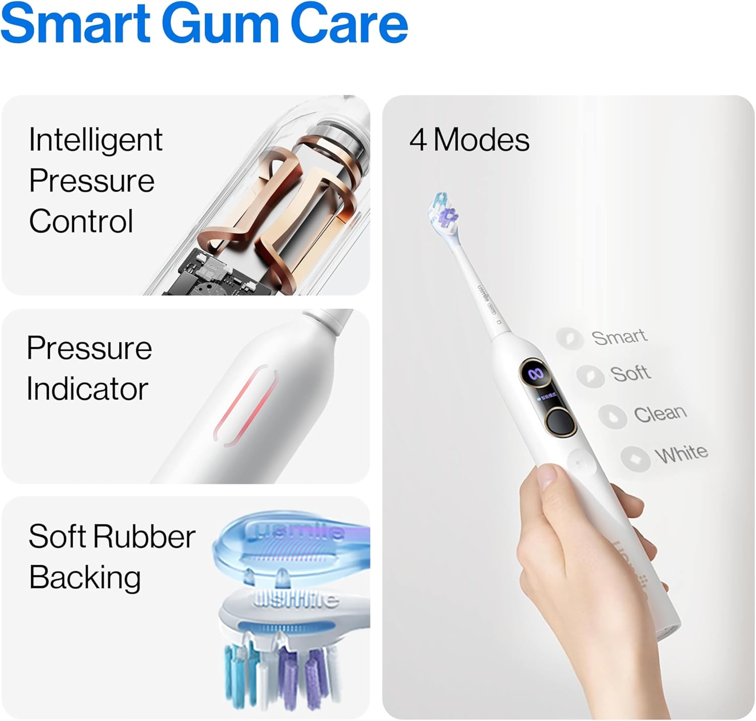 Usmile Y10 Pro Smart Electric Toothbrush, Sonic Electric Toothbrush for Adults, Rechargeable Travel Powered Toothbrush with Pressure Control, 6-Month Battery Life image number 1