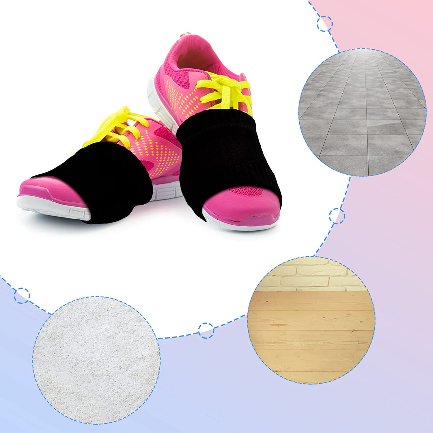 6 Pairs Dance Shoe Socks on Smooth Floors over Sneakers Shoe Cover Dancing Shoe Sliders Ballet Dancers Turning Socks - Gray Blue Pink image number 7