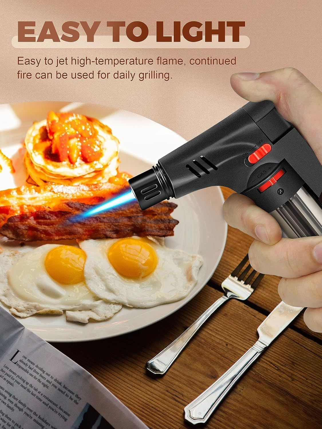 5 Pack Torch Lighters Butane with Safety Lock,Powerful Windproof Jet Flame, Butane Gas Refill,Torch Lighter Multi Utility Mini Gas Lighter Blow Torch Lighters for Candle Fireplace Camping Grill BBQ image number 2