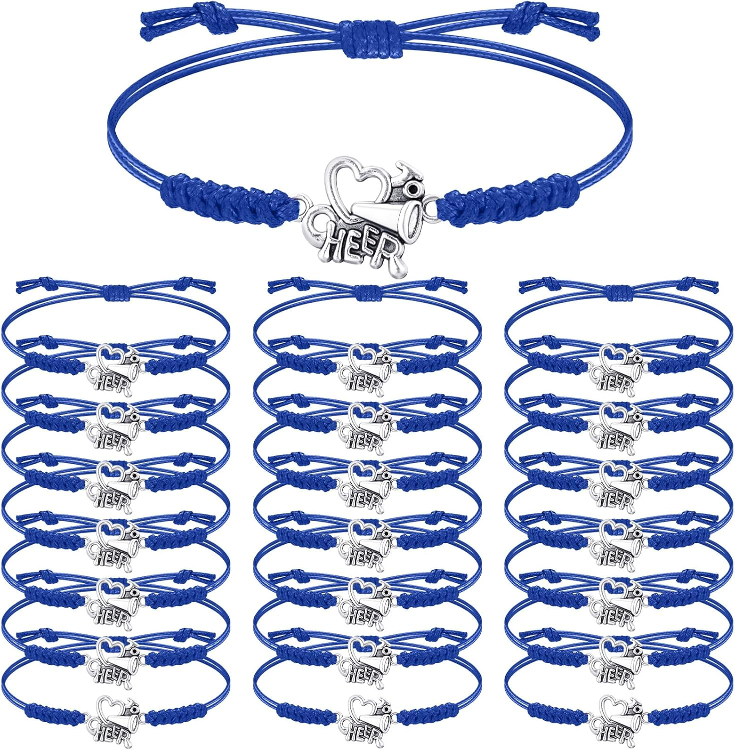 Rtteri 20 Pcs Cheerleader Gifts Cheer Bracelet Girls Cheerleading Charm Bracelet Adjustable Cheerleader Gifts for Cheer Team Cheerleading Jewelry Accessories Bulk