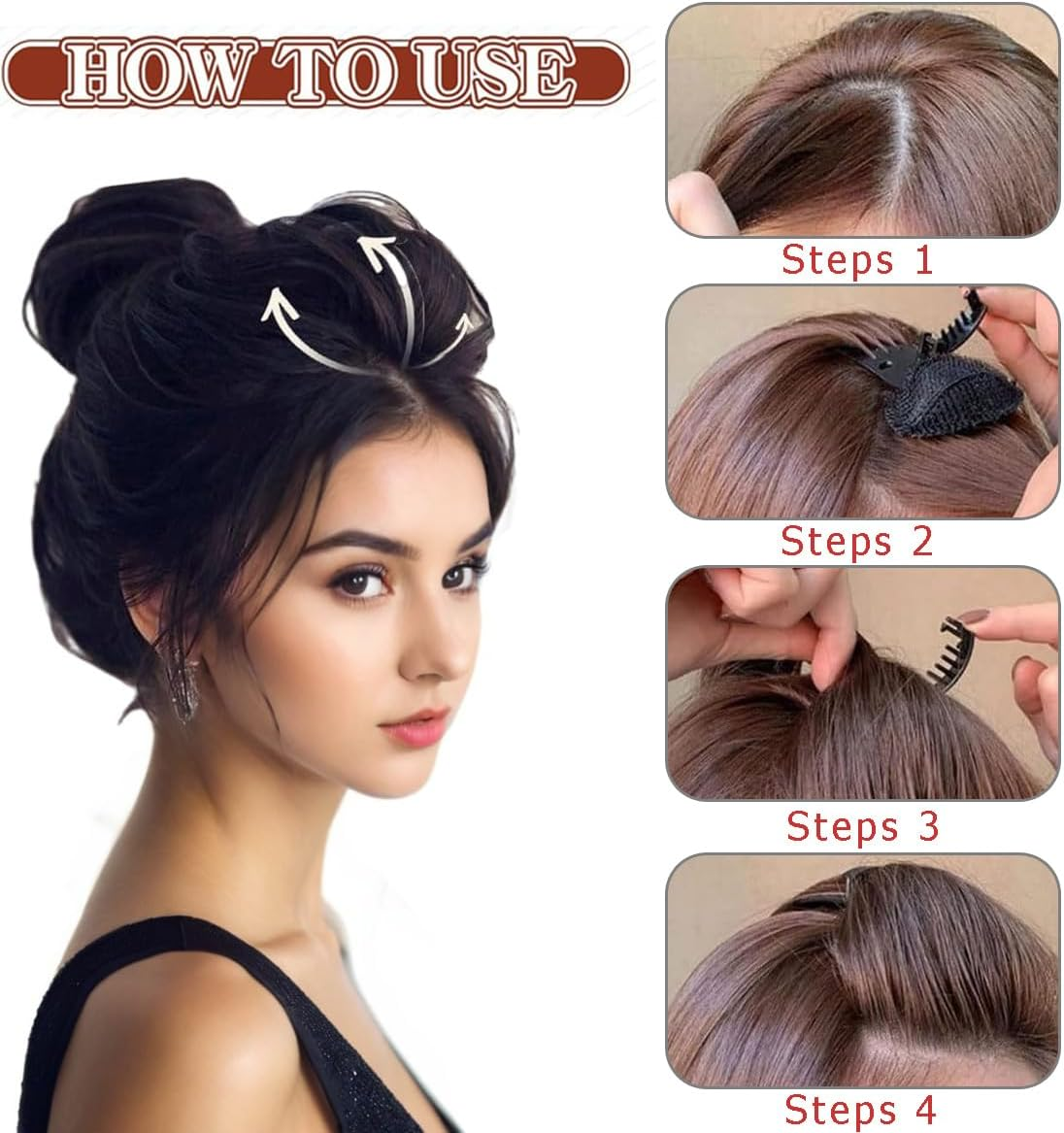 14 Pcs Sponge Volume Hair Pads Set - Bump It up Inserts, Invisible Hair Styling Tools, Easy Hair Styling Accessories for Women and Girls - Add Volume and Easily Create the Great Bun image number 6