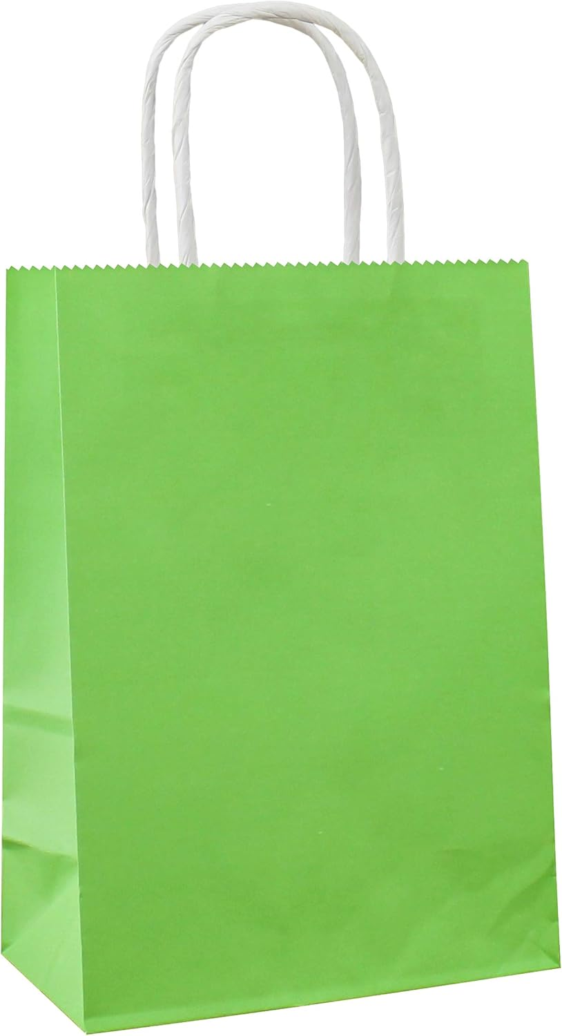 25 PCS Small Gift Bags Green Kraft Paper Bags with Handles for Party Favor Supplies by ADIDO EVA (8.2 X 6 X 3.1 In) image number 2