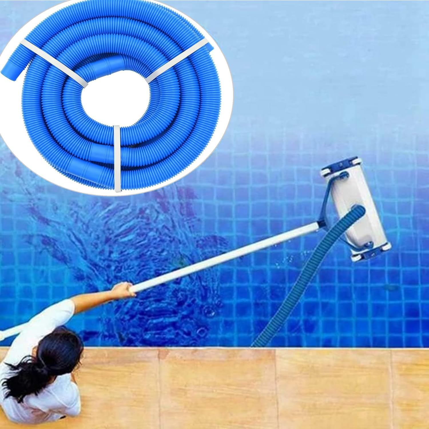 5M Swimming Pool Vacuum Cleaner Hose, Swimming Replacement Pipe, Kink-Free, Heavy Duty Pool Cleaner Hose for above Ground Pools Accessories image number 3