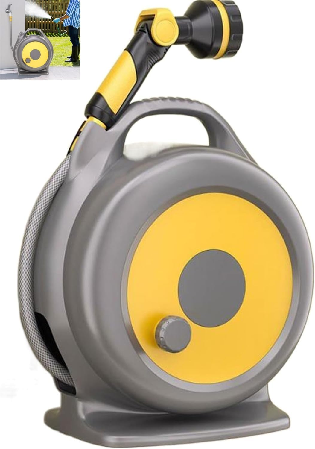 Retractable Garden Hose Reel, 22M Garden Pressure Washer Hoses Reel Cart with 10-Pattern Spray Nozzle, with Hose Guide, Multifunctional for Car Washing, Vegetable Watering Outdoor Cleaning (22M) image number 6