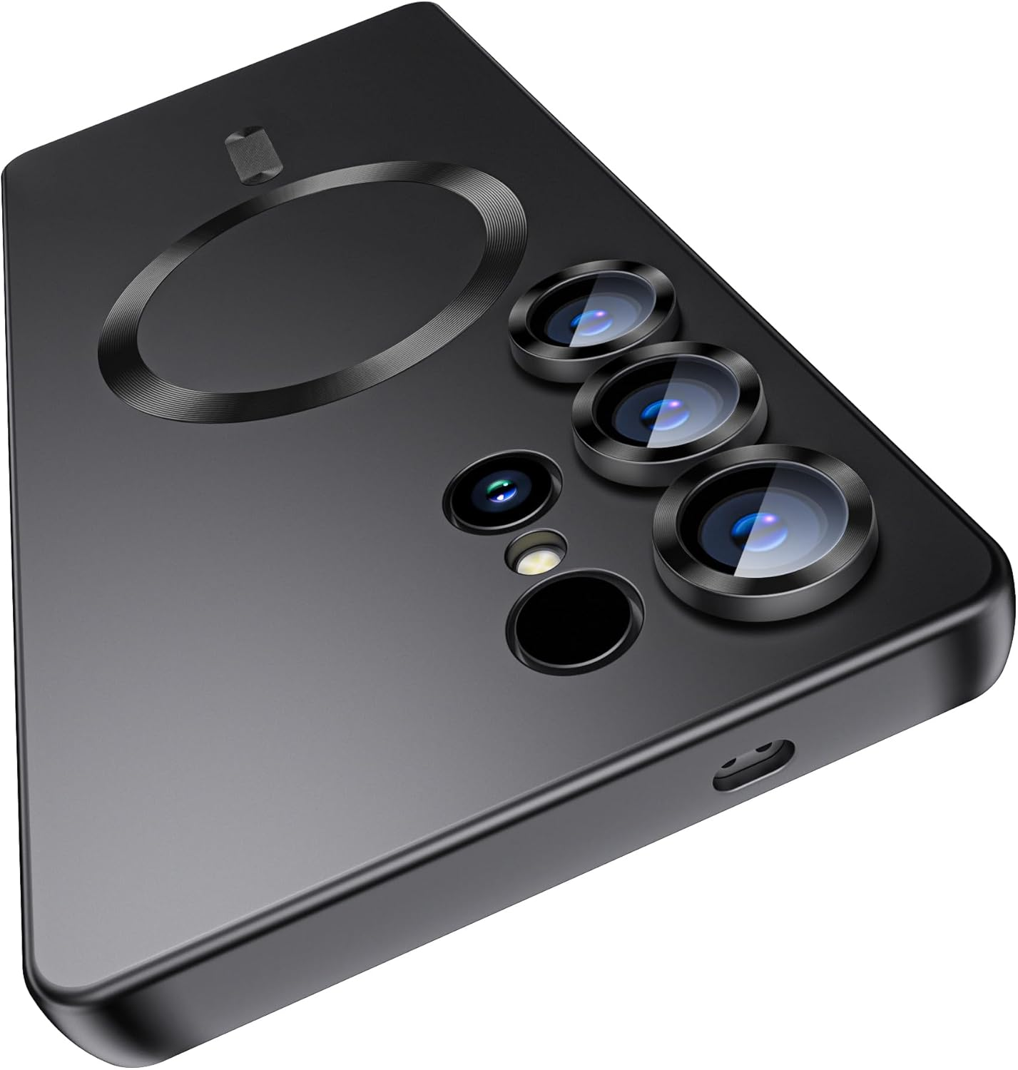 MAKAVO Matte for Samsung Galaxy S25 Ultra Case, Compatible with Magsafe, Slim Thin Magnetic Cover with Built-In Camera Lens Protector (Removable) Shockproof Phone Shell, Black image number 1