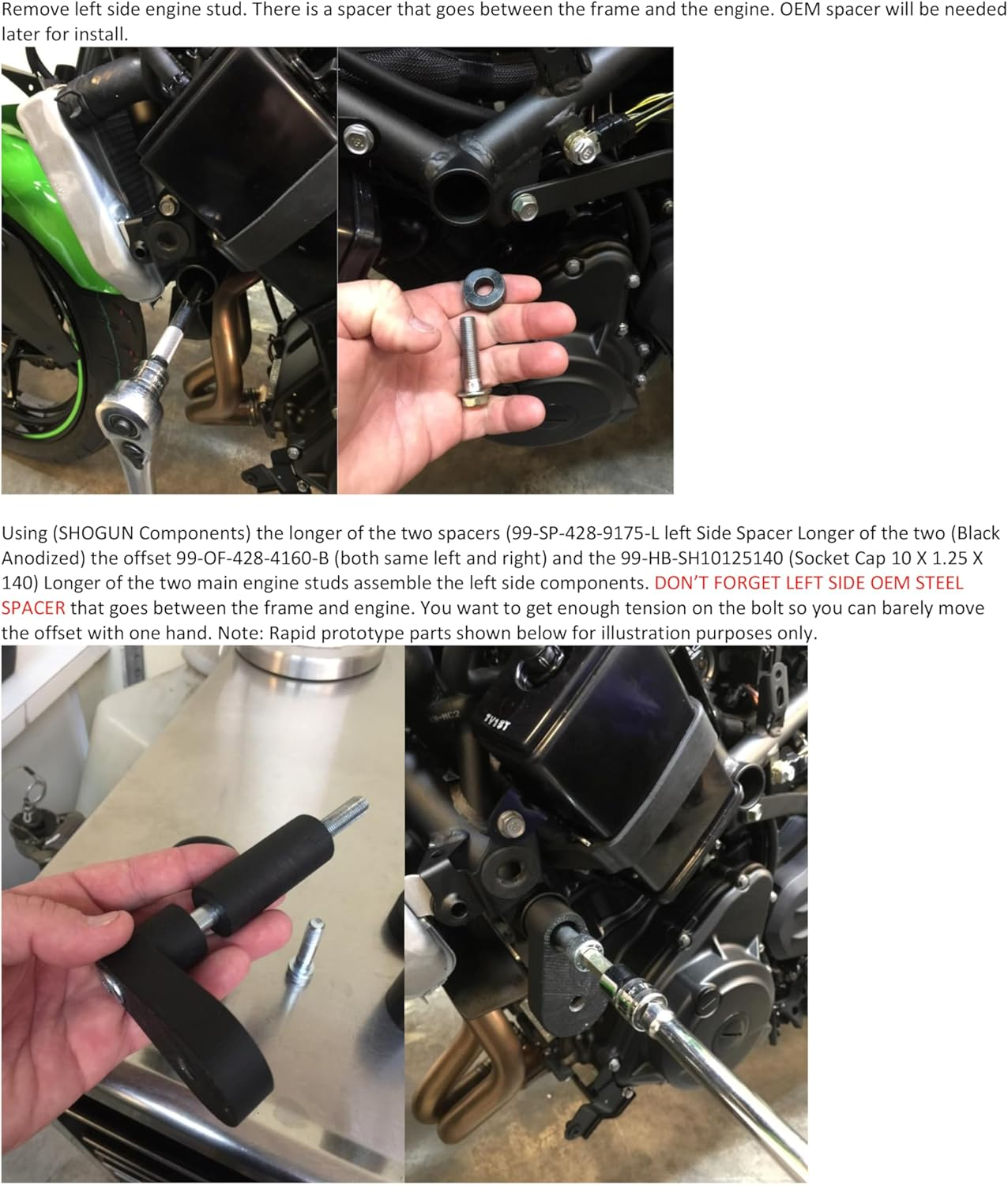 Shogun USA Made Kawasaki Ninja 500 Z500 2024 2025 NO Cut Black Frame Sliders Fits ABS & Non ABS Models - 750-4169 - Instructions Shown in Images image number 6