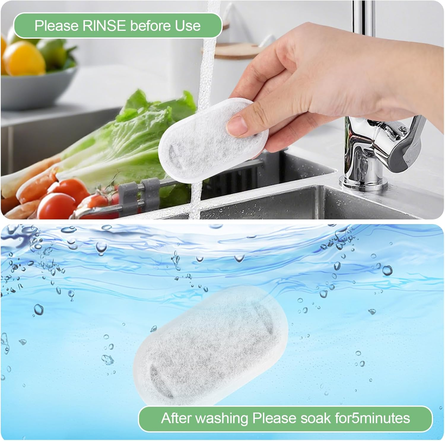 30 Pcs Cat Fountain Replacement Filters for Stainless Steel Pet Water Dispenser - Compatible with 67Oz/2L & 108Oz/3.2L Fountains, Triple-Layer Pet Water Fountain Filter Element with Coconut Carbon image number 3