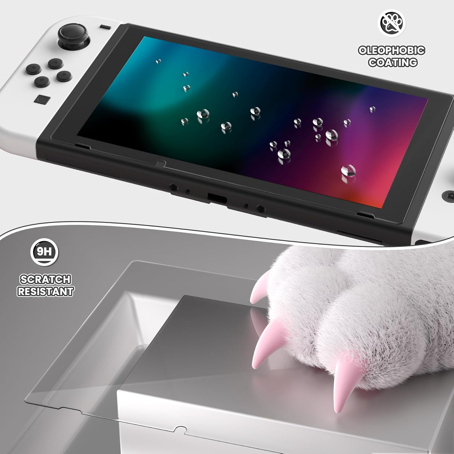 Extremerate 2 Pack Transparent Clear Border Transparent HD Clear Saver Protector Film, Tempered Glass Screen Protector for Nintendo Switch [Anti-Scratch, Anti-Fingerprint, Shatterproof, Bubble-Free] - Antique Yellow image number 7