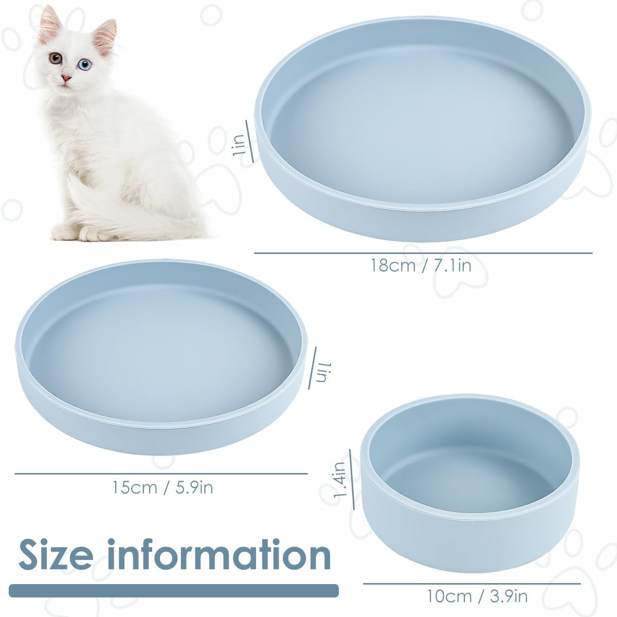 Feeding Bowl for Cats [Natural Silicone] Three Sizes (Multipurpose) | Cat Bowl | Cat Bowl for Dry Food and Wet Food | Water Bowl (Blue) image number 4