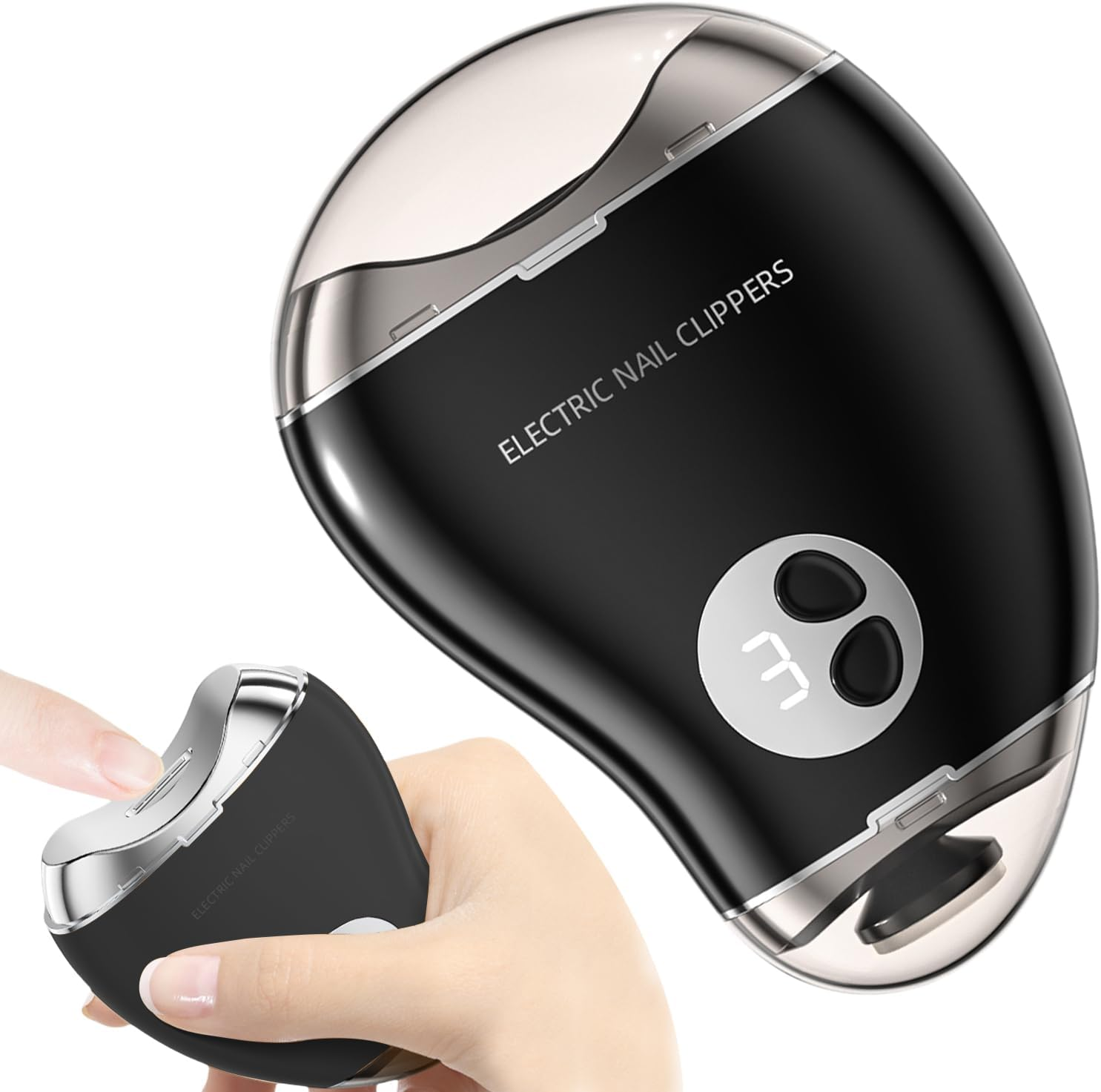 Adults Electric Nail Trimmer, Double- Toe Nail Cutter with 3-Speed Display, Safe Mango Shape Design for Thick Nails, Double-Head Nails Grinder Safe for Travel, Home Use