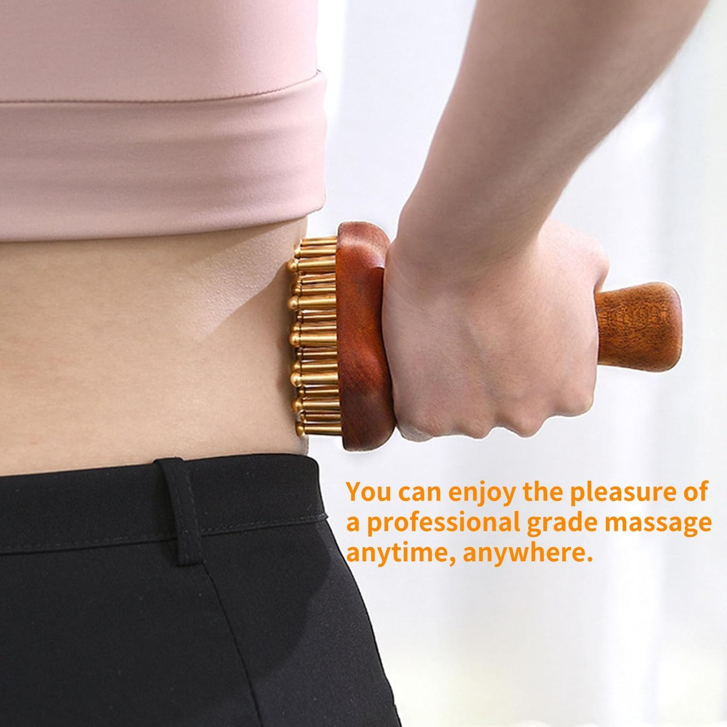 Wood Therapy Massage Tools 29-Teeth Copper Head Massager, Home SPA Body Relaxing and Stress Relief Handheld Massager, for Legs, Arms, Neck, Shoulder image number 1