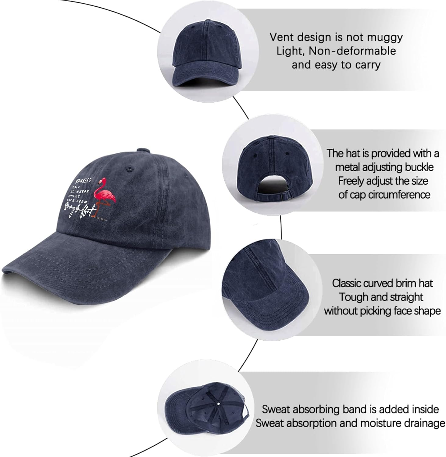 Jimmy Music Buffett Accessories Hats Its 5 Oclock Some Where Baseball Cap Mom Hat Pigment Black Womens Bucket - Allblack image number 5