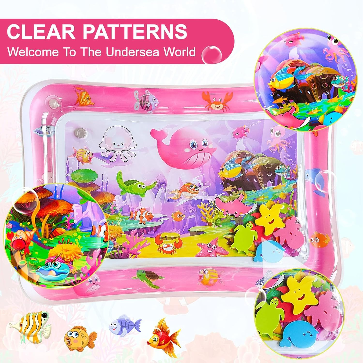 Inflatable Tummy Time Mat Premium Baby Water Play Mat for Infants and Toddlers Baby Toys for 3 to 24 Months Girls and Boys, Strengthen Your Baby'S Muscles, Water Play Mat Portable