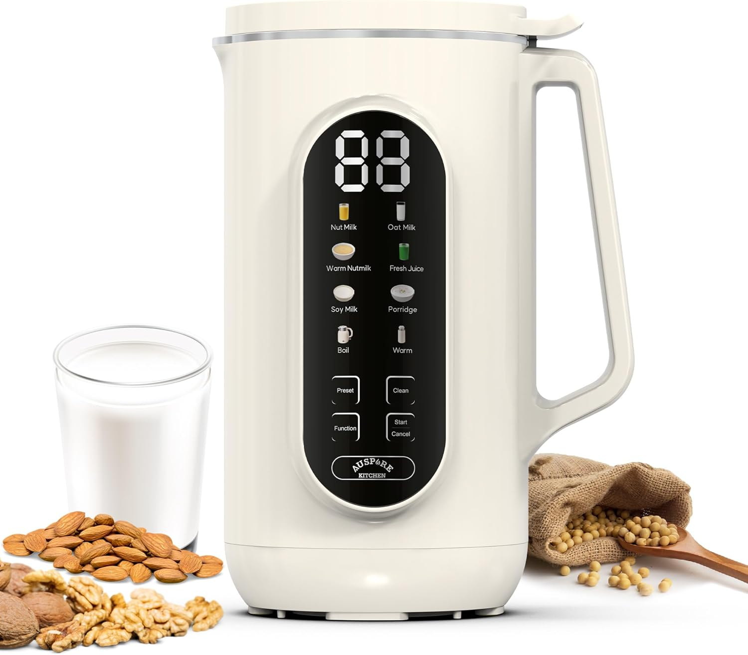 Soy Milk Maker Machine, 1000Ml, 10 Blades, 8-In-1 Multifunctional Design for Nut, Oat, Almond, Soy Milk, Fresh Juice & More - Self-Cleaning, Overheat Protection, 12H Preset Timer, Warm & Boil image number 4