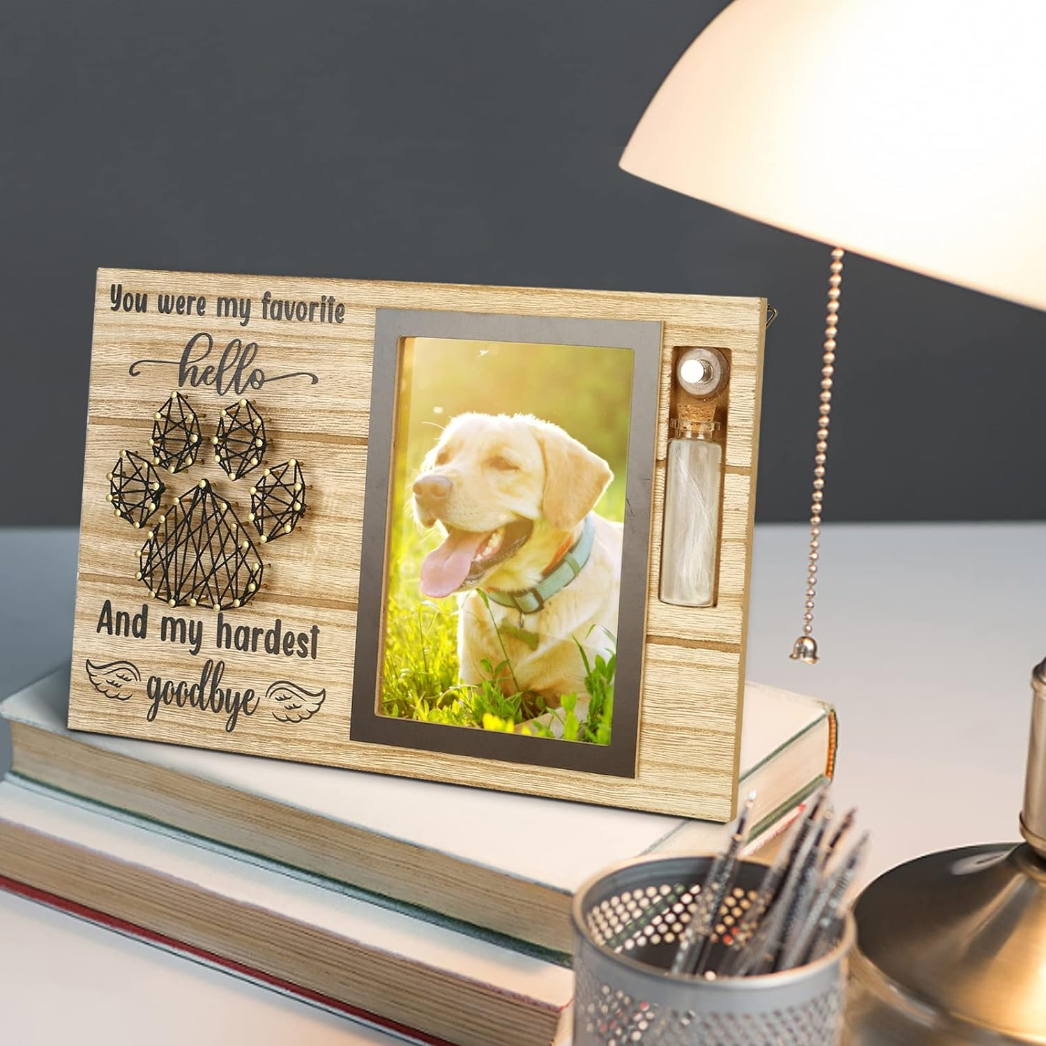 Pets Memorial Picture Frame, Cat & Dogs Pet Wooden Memory Photo Frame, Rectangular Picture Frame Commemorative for Loss, Pet Souvenir Keepsake Memorial Gifts Sympathy Gift (C) image number 2