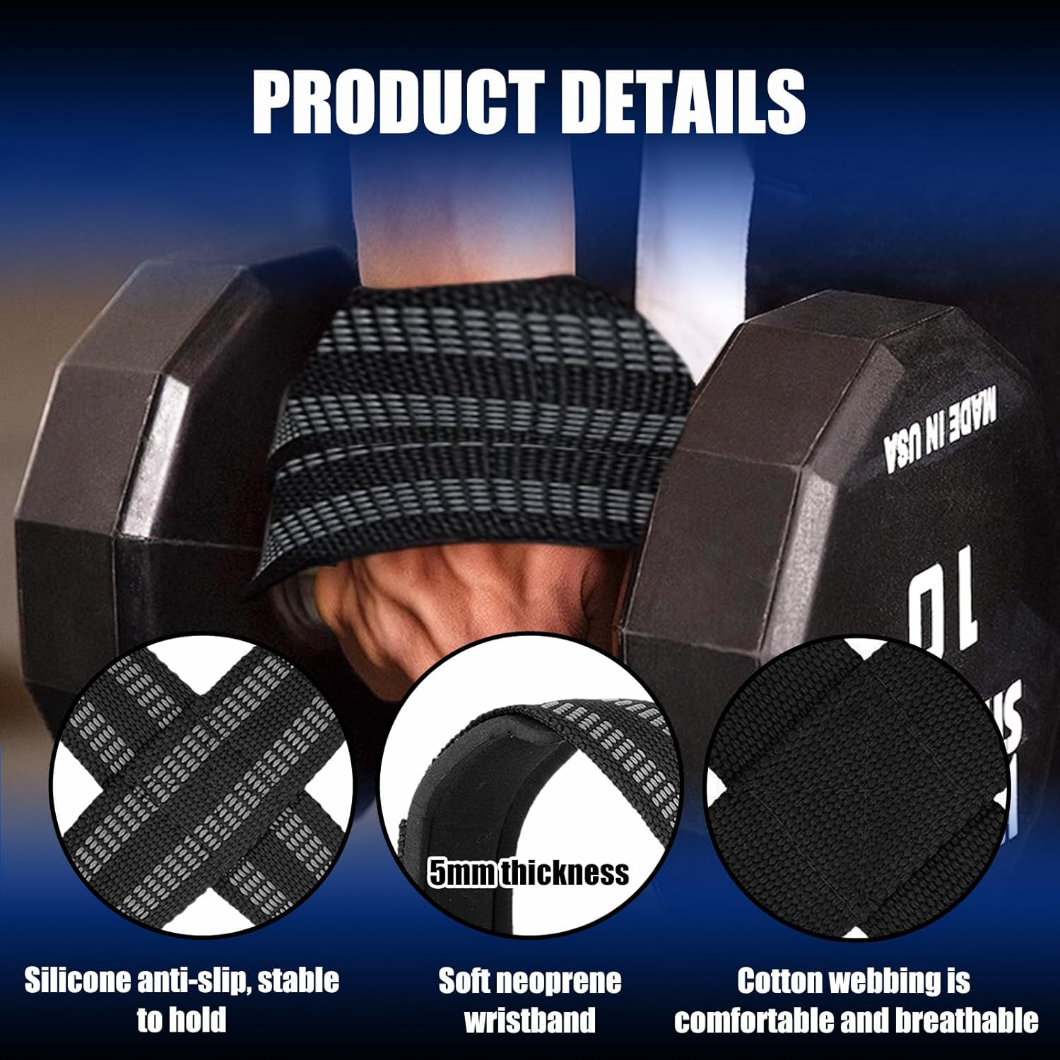 Figure 8 Lifting Straps for Deadlift & Weightlifting, Prevent Grip Slip Gym Wrist Belt with Cotton Ribbon Sponge Pad for Men and Women, Extra Grip Fits Shrugs Weight Lifting Cross Training