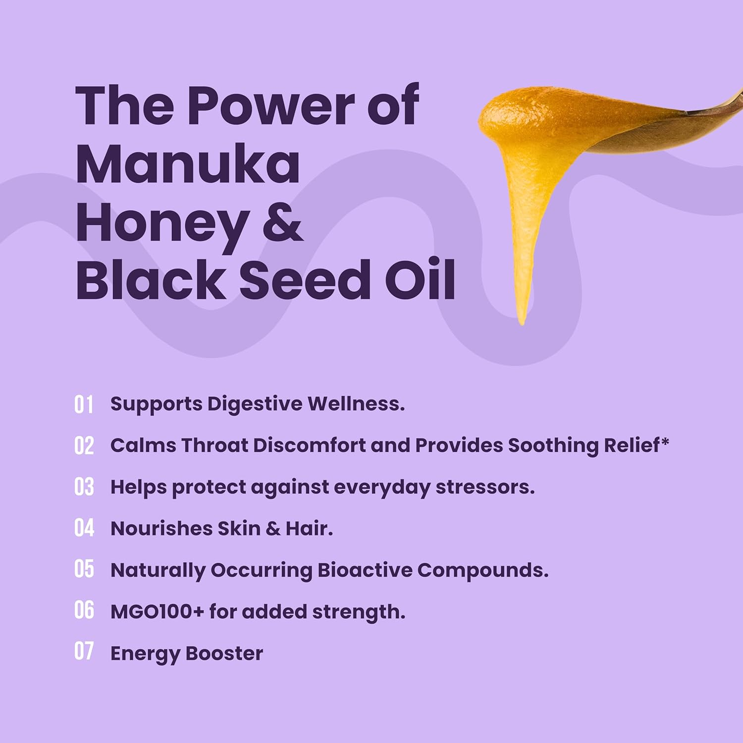 Hab Shifa Manuka Honey MGO100+ with Black Seed Oil 250G | Australian Honey for Immune & Digestive Support | Natural Soothing Relief & Antioxidant Superfood image number 1