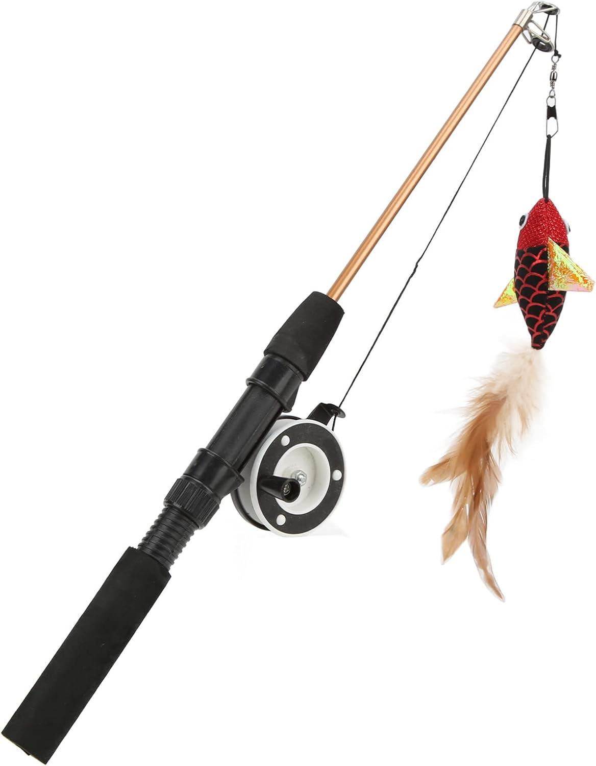 Keep Your Cat on the Prowl: Funny Cat Stick with Realistic Flexibility - Engage Your Feline Friend with an Interactive Pulley Telescopic Fishing Rod Cat Toy (Red Fish + Fishing Rod) image number 6