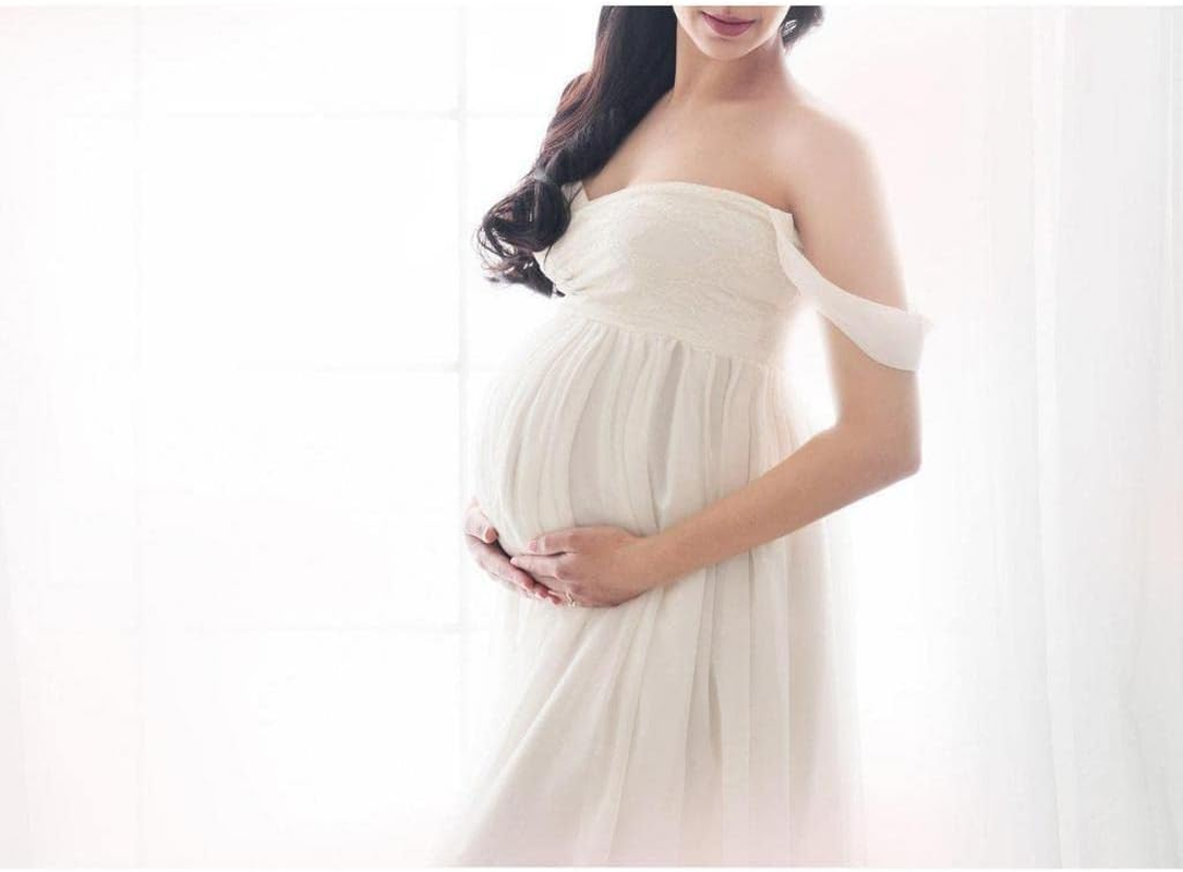 Elegant Off-Shoulder Maternity Dress for Special Occasions image number 6