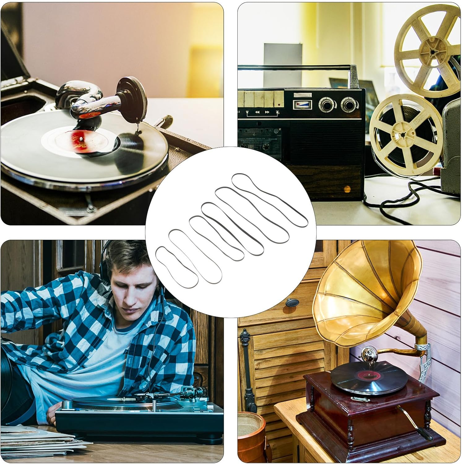 NOLITOY 6Pcs Rubber Turntable Belts for Record Player Phonograph Drive Belt Replacement Accessory, Assorted Sizes (154Mm to 285Mm) for Home Audio Equipment