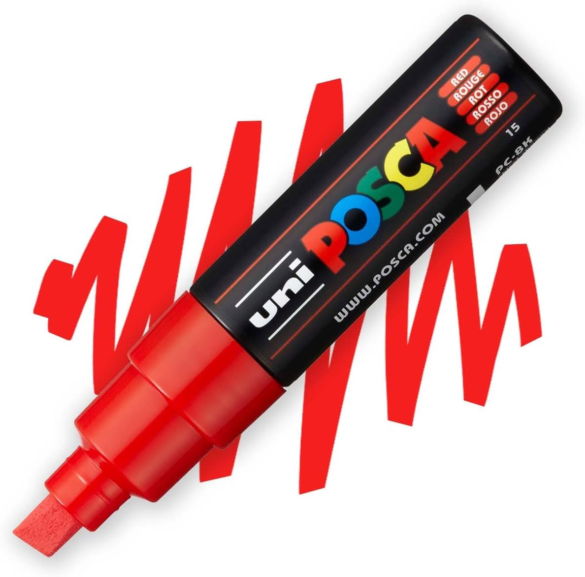 Posca PC-8K Water Based Permanent Marker Paint Art Pens - 8Mm Chisel Tip Nib - Set of 8 in Plastic Wallet - Essential Tones image number 6