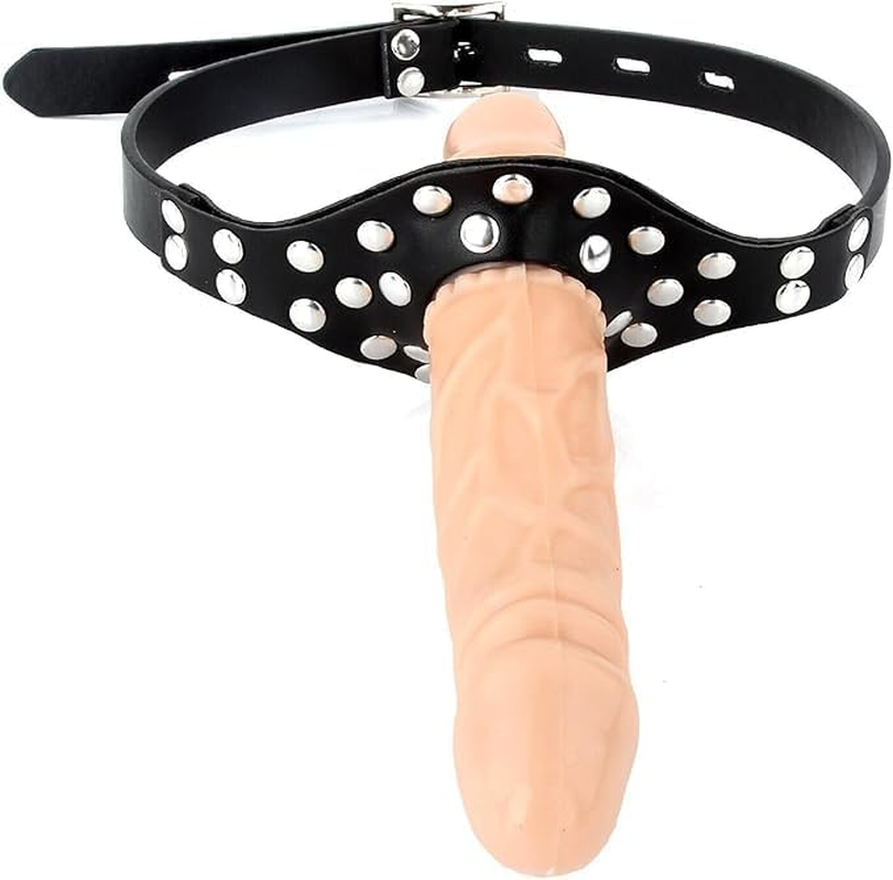 Strap on Face Cock Penis Mouth Gag Dildo Adjustable Leather Face Strap on Gags Muzzles BDSM Adult Sex Toys