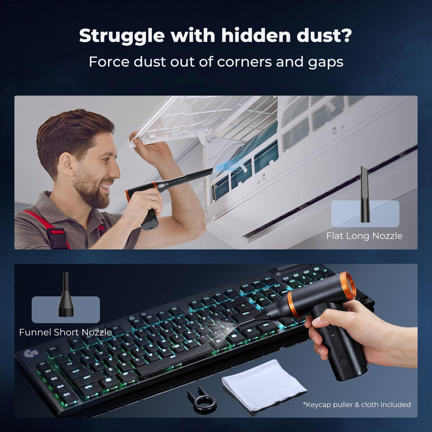 K&F Concept Electric Compressed Air Duster - 300000RPM Vacuum Cleaner, 3 Gear Adjustable, Super Wind Power, Rechargeable Brushless Motor for Deep Computer Clean, Keyboard, Car, Home, Outdoor image number 3