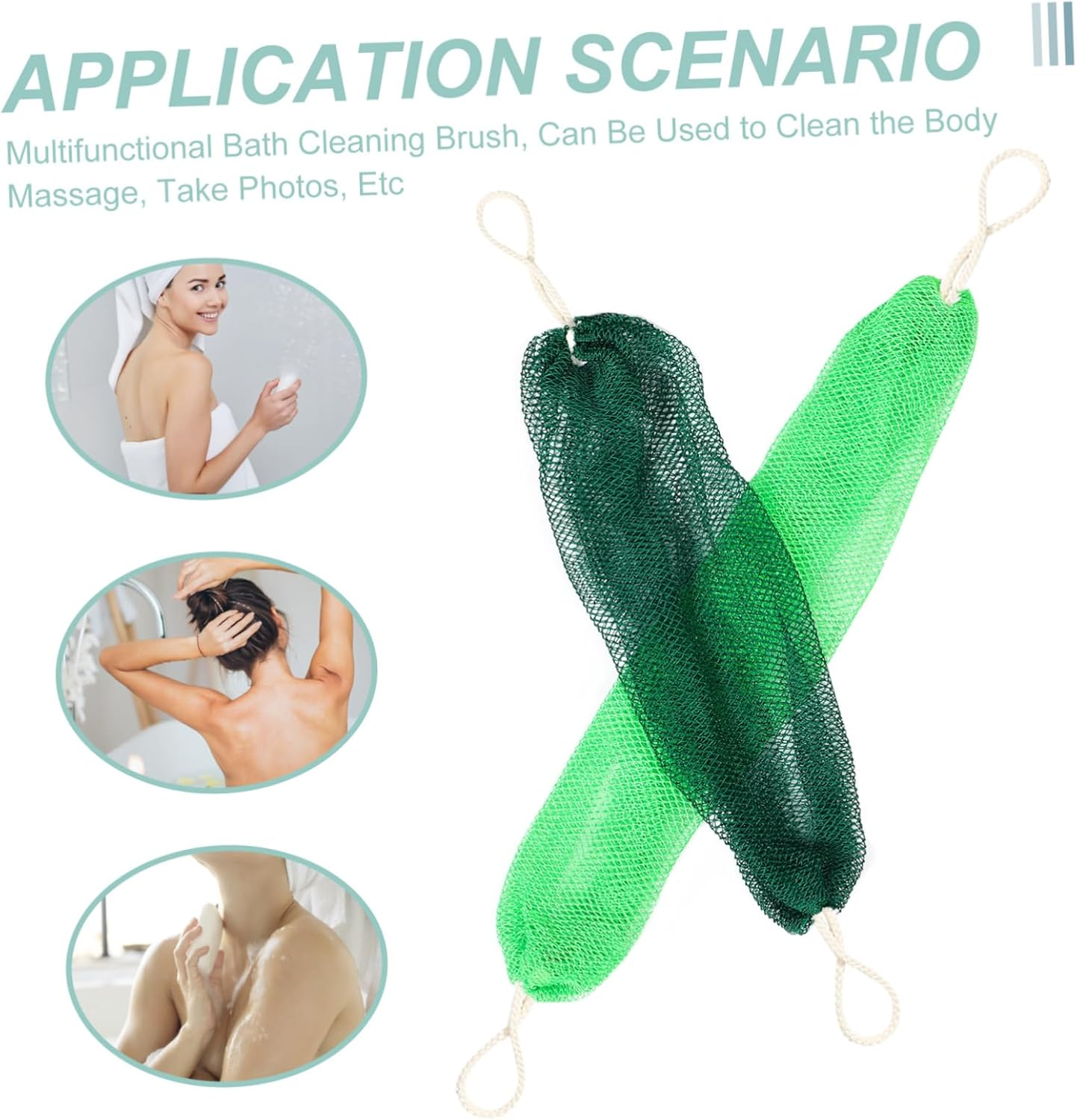 KOMBIUDA 2Pcs Shower Body Scrubber: African Net Sponge Scrub Exfoliator - Exfoliating Shower Body Scrubber - Back Bathing Accessories image number 6