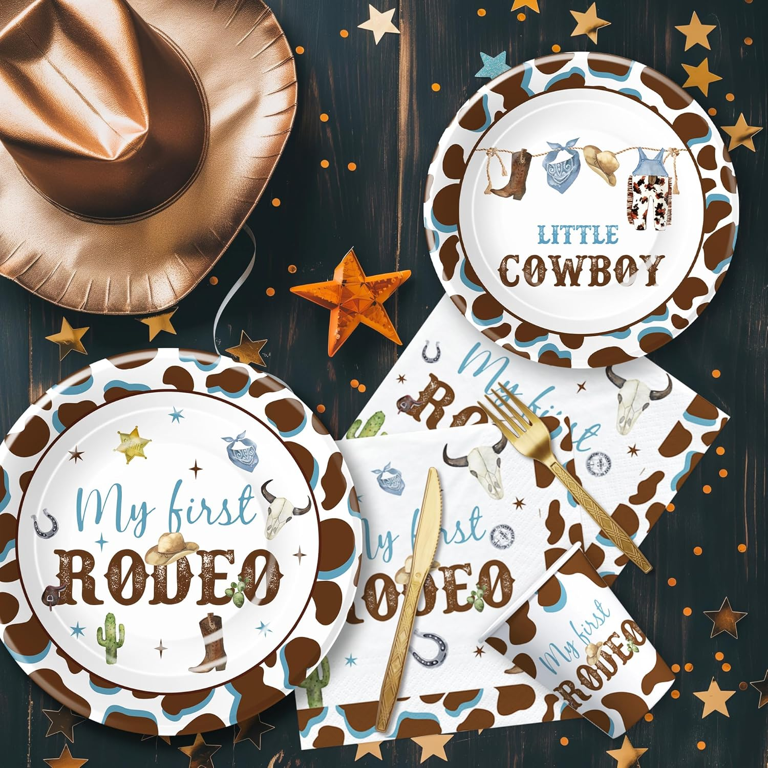 Boy Rodeo 1St Birthday Party Plate, Cup, Napkin, Cutlery Set image number 5