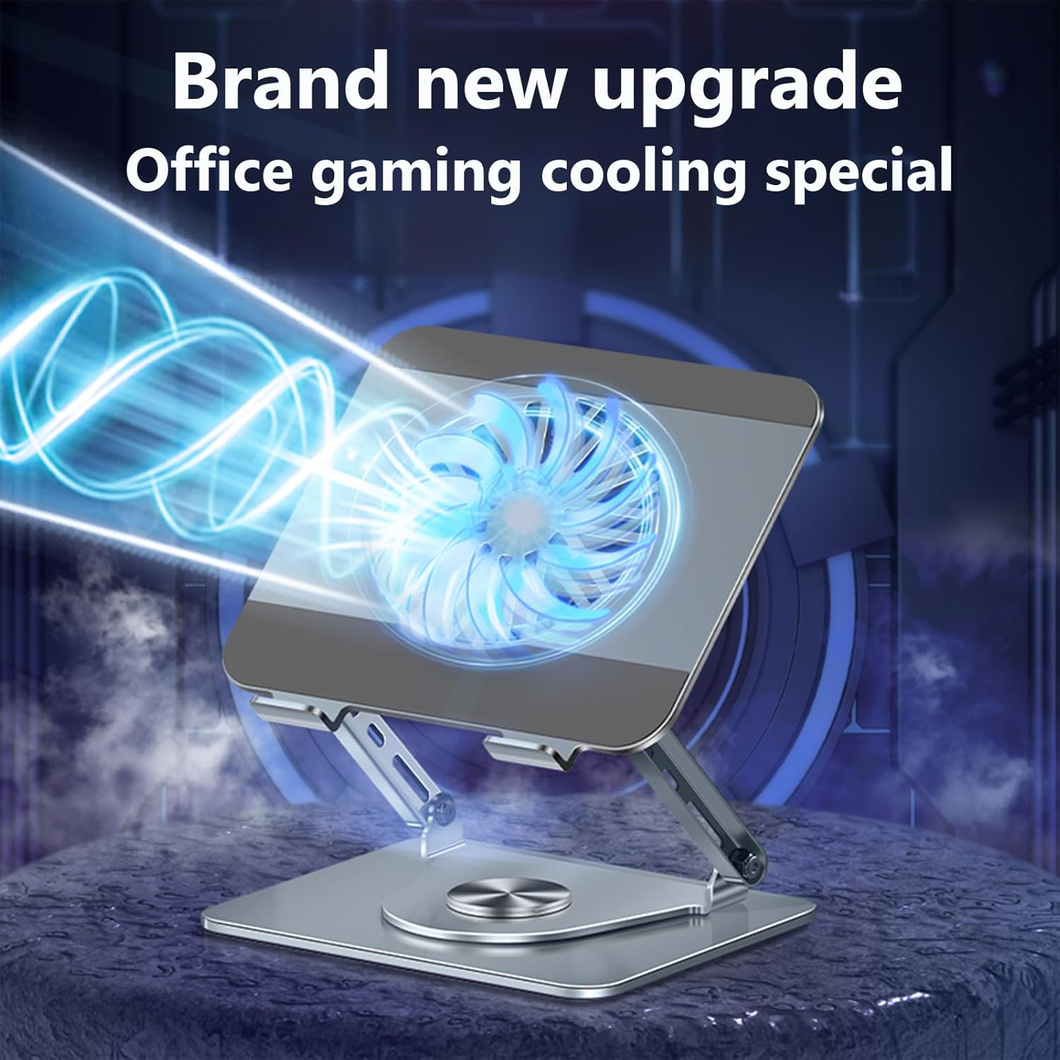 ALUCKKEY RGB Gaming Laptop Cooling Stand - Ultra-Quiet 29Db Magnetic Levitation Fan, 300Mm Height Adjustable, 360&deg; Rotation, Ergonomic Design for 10-17.3" Laptops & Tablets, Silver image number 2